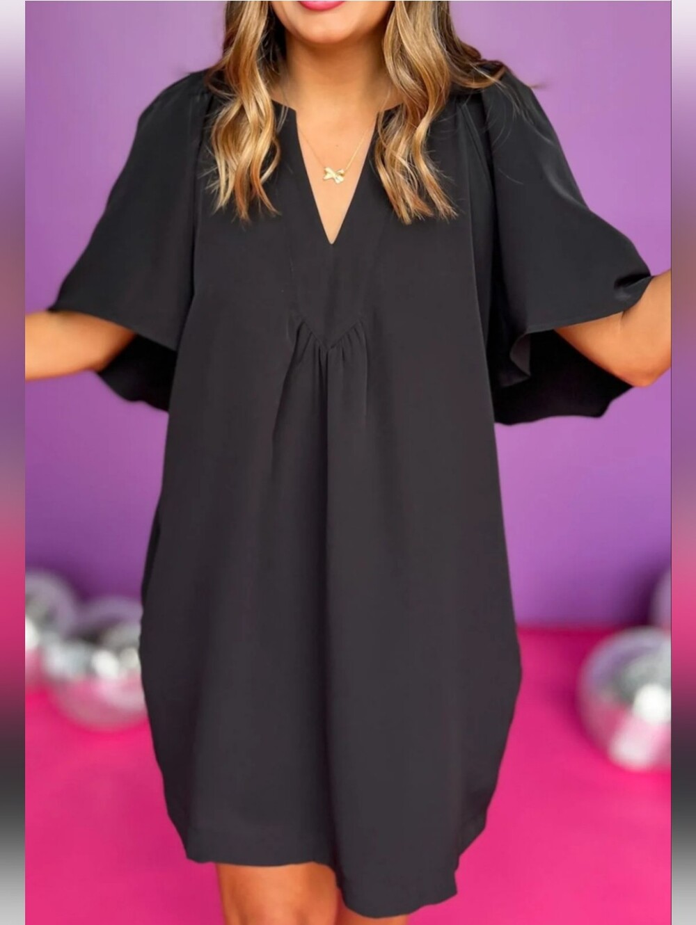 Cotelac Dress With Flutter Sleeve